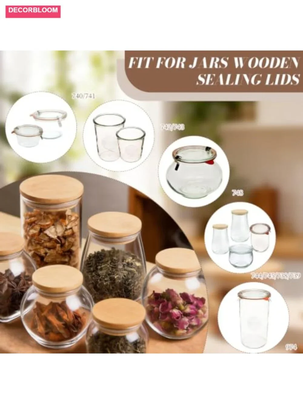 2 Pack 80mm Wide Mouth Bamboo Mason Jar Lids with Airtight Silicone Seal